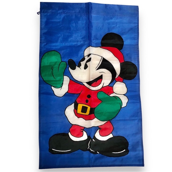 Vintage Disney & Co Mickey Mouse Santa Porch Flag Christmas Decor Banner 27”x44” - Picture 2 of 6